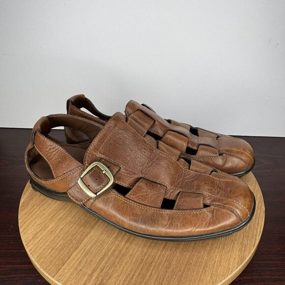 Cole‎ Haan Brown Leather Fisherman Sandals Shoes Buckle Vibram Soles Size 9 Men - Picture 1 of 7